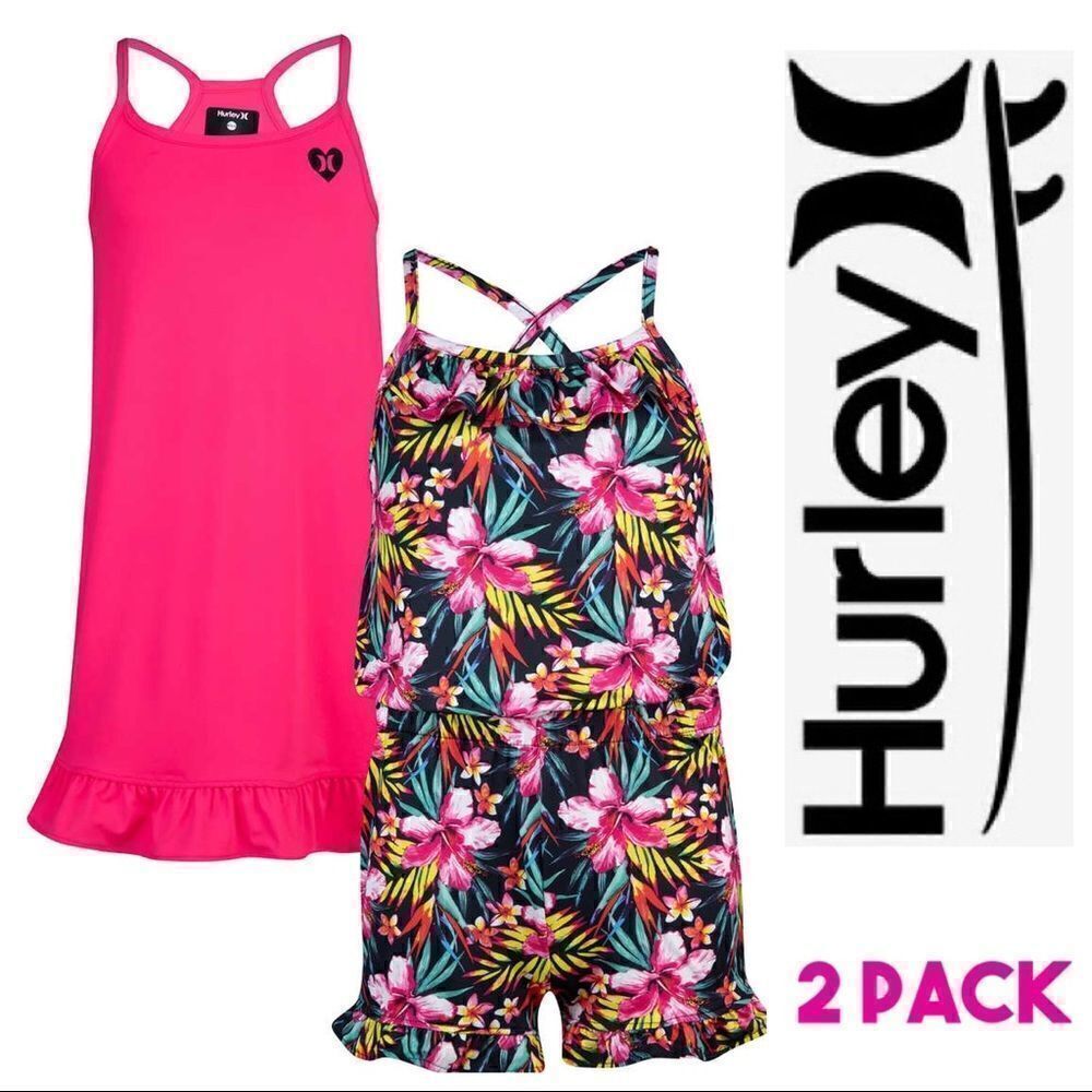 NWT ☀️ Hurley Youth 2-pack Dress and Romper Pink and Floral